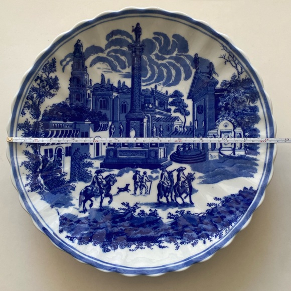 Vintage Ironstone Flow Blue Decorative Serving Platter 12" Scalloped Edge - Picture 3 of 6